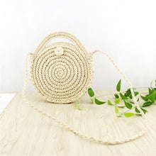 Load image into Gallery viewer, Woven Rattan Bag Round Straw Shoulder Bag Small Beach HandBags Women Summer Hollow Handmade Messenger Crossbody Bags