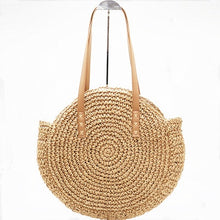 Load image into Gallery viewer, Woven Rattan Bag Round Straw Shoulder Bag Small Beach HandBags Women Summer Hollow Handmade Messenger Crossbody Bags