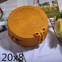 Load image into Gallery viewer, Woven Rattan Bag Round Straw Shoulder Bag Small Beach HandBags Women Summer Hollow Handmade Messenger Crossbody Bags