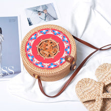 Load image into Gallery viewer, Woven Rattan Bag Round Straw Shoulder Bag Small Beach HandBags Women Summer Hollow Handmade Messenger Crossbody Bags