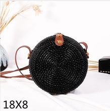 Load image into Gallery viewer, Woven Rattan Bag Round Straw Shoulder Bag Small Beach HandBags Women Summer Hollow Handmade Messenger Crossbody Bags