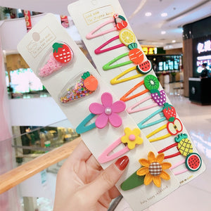 10/15 Pcs/Set Girls Cute Cartoon Animals Fruit 5 cm Hairpins Children Lovely Hair Clips Barrettes Headband Kids Hair Accessories