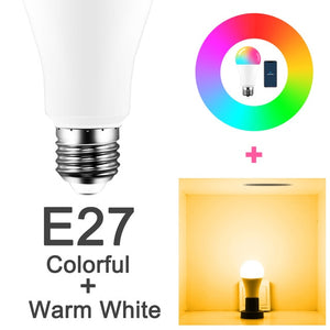 15W WiFi Smart Light Bulb Works with Alexa/Google Home 85-265V RGB+White Dimmable Timer Function Magic Bulb