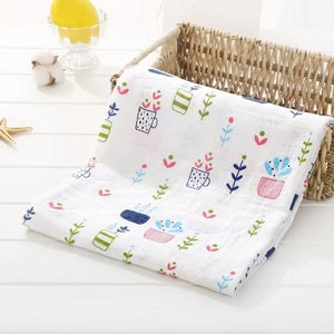 1Pc 100% Cotton Baby muslin blankets,  Soft Newborn Blankets for Bath