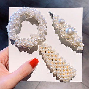 3/4/5pcs/Set Women/ Girls Elegant Full Pearls Geometric Hair Clips Sweet Hair Ornament Hairpin Barrette Headband Hair Accessories