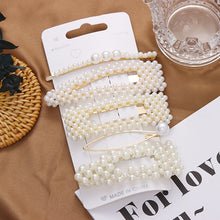 Load image into Gallery viewer, 3/4/5pcs/Set Women/ Girls Elegant Full Pearls Geometric Hair Clips Sweet Hair Ornament Hairpin Barrette Headband Hair Accessories
