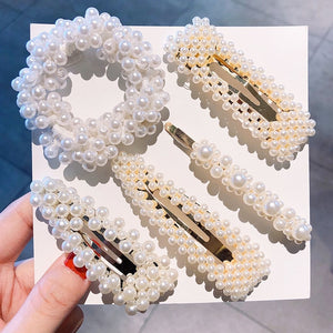 3/4/5pcs/Set Women/ Girls Elegant Full Pearls Geometric Hair Clips Sweet Hair Ornament Hairpin Barrette Headband Hair Accessories