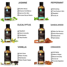 Load image into Gallery viewer, Natural Tea Tree Essential Oil, Sandalwood Pure Essential Oils for skin and hair. Vanilla Mint Frankincense Bergamot Eucalyptus Oil
