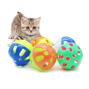 Colourful Pet Toy. Funny Cat Interactive Tinkerbell Ball  Plastic Jingle Ball Pet Action-Play Chasing Ball Toys Supplies