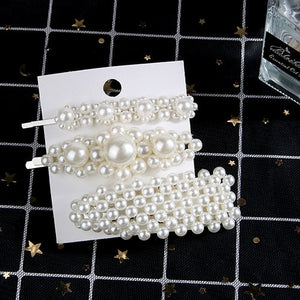 5Pcs/Set Fashion Pearl Hair Clip Snap Button Hair Pins for Women Sweet Pearl Hairpin Hair Clips Jewelry Lady Barrette Stick