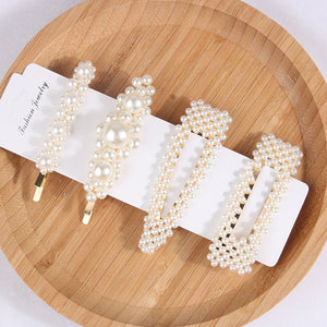 5Pcs/Set Fashion Pearl Hair Clip Snap Button Hair Pins for Women Sweet Pearl Hairpin Hair Clips Jewelry Lady Barrette Stick