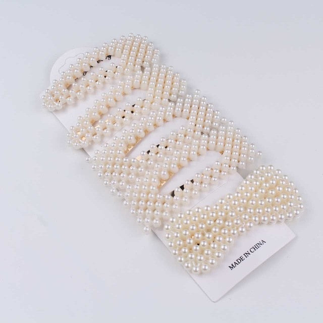 5Pcs/Set Fashion Pearl Hair Clip Snap Button Hair Pins for Women Sweet Pearl Hairpin Hair Clips Jewelry Lady Barrette Stick