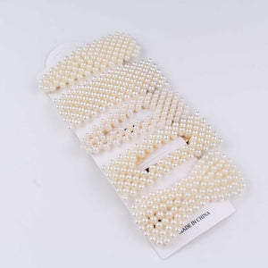 5Pcs/Set Fashion Pearl Hair Clip Snap Button Hair Pins for Women Sweet Pearl Hairpin Hair Clips Jewelry Lady Barrette Stick