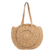 Load image into Gallery viewer, Beach Rattan Bag Hand Woven Straw Bag Bohemian Summer Handbag Travel Female Tote Wicker Bag bolsos de mimbres paja
