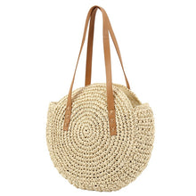 Load image into Gallery viewer, Beach Rattan Bag Hand Woven Straw Bag Bohemian Summer Handbag Travel Female Tote Wicker Bag bolsos de mimbres paja
