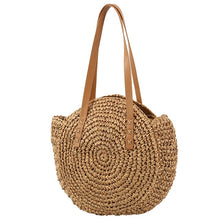 Load image into Gallery viewer, Beach Rattan Bag Hand Woven Straw Bag Bohemian Summer Handbag Travel Female Tote Wicker Bag bolsos de mimbres paja
