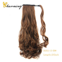 Load image into Gallery viewer, CHARMING Long Curly Clip In Hair Tail False Sport Hair Ponytail Hairpiece With Hairpins Synthetic Hair Pony Tail Hair Extension
