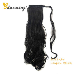 CHARMING Long Curly Clip In Hair Tail False Sport Hair Ponytail Hairpiece With Hairpins Synthetic Hair Pony Tail Hair Extension