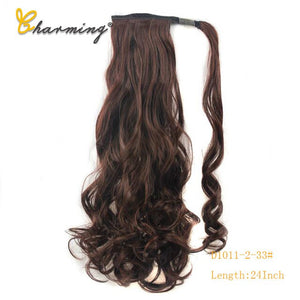 CHARMING Long Curly Clip In Hair Tail False Sport Hair Ponytail Hairpiece With Hairpins Synthetic Hair Pony Tail Hair Extension