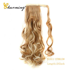 CHARMING Long Curly Clip In Hair Tail False Sport Hair Ponytail Hairpiece With Hairpins Synthetic Hair Pony Tail Hair Extension