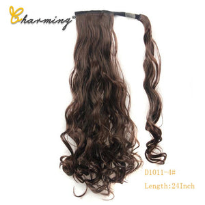 CHARMING Long Curly Clip In Hair Tail False Sport Hair Ponytail Hairpiece With Hairpins Synthetic Hair Pony Tail Hair Extension