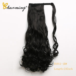 CHARMING Long Curly Clip In Hair Tail False Sport Hair Ponytail Hairpiece With Hairpins Synthetic Hair Pony Tail Hair Extension