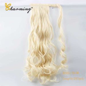 CHARMING Long Curly Clip In Hair Tail False Sport Hair Ponytail Hairpiece With Hairpins Synthetic Hair Pony Tail Hair Extension