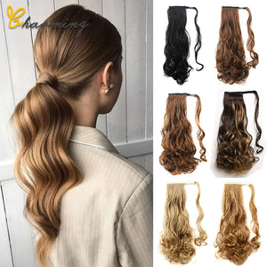 CHARMING Long Curly Clip In Hair Tail False Sport Hair Ponytail Hairpiece With Hairpins Synthetic Hair Pony Tail Hair Extension