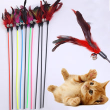 Load image into Gallery viewer, Cat Toy Feather Stick. interactive Toy For Cats and Kittens With Bell. increase pet brain power
