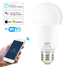 Load image into Gallery viewer, 15W B22 E27 WiFi Smart Light Bulb with dimmable effects, works with Alexa Google Assistant Control Wake up Smart Lamp Night Light
