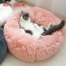 Load image into Gallery viewer, long plush round pet Bed, perfect for every weather. for any pet dogs, cats, hamsters, bunny
