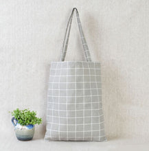 Load image into Gallery viewer, Eco Durable Women Student Cotton Bags Linen Single Shoulder Tote Bag Shopping  Check Plaid Female Flax  Shopping Canvas Bags
