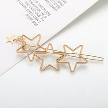 Load image into Gallery viewer, Fashion Metal Leaf Hair Clip Barrettes Hairpin Barrette Hair Claws Women Girls Trend Charm Moon Round Triangle
