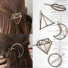 Load image into Gallery viewer, Fashion Metal Leaf Hair Clip Barrettes Hairpin Barrette Hair Claws Women Girls Trend Charm Moon Round Triangle
