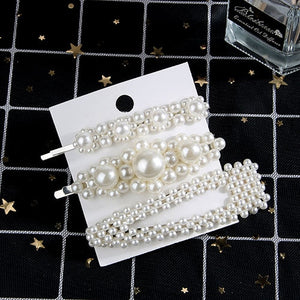 New luxurious 2-5pcs Fashion Snap Button Pearl Hair Clip Women Sweet geometry Simulated pearl Épingle à cheveux Party Jeweley Gift