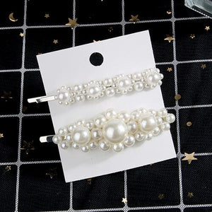 New luxurious 2-5pcs Fashion Snap Button Pearl Hair Clip Women Sweet geometry Simulated pearl Épingle à cheveux Party Jeweley Gift