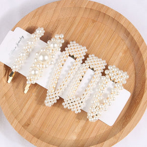 New luxurious 2-5pcs Fashion Snap Button Pearl Hair Clip Women Sweet geometry Simulated pearl Épingle à cheveux Party Jeweley Gift