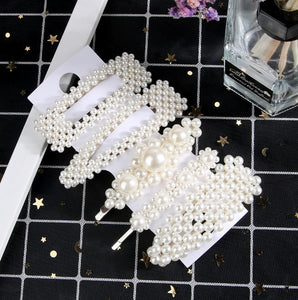 New luxurious 2-5pcs Fashion Snap Button Pearl Hair Clip Women Sweet geometry Simulated pearl Épingle à cheveux Party Jeweley Gift