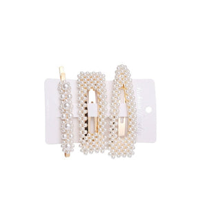 New luxurious 2-5pcs Fashion Snap Button Pearl Hair Clip Women Sweet geometry Simulated pearl Épingle à cheveux Party Jeweley Gift