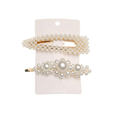 Load image into Gallery viewer, New luxurious 2-5pcs Fashion Snap Button Pearl Hair Clip Women Sweet geometry Simulated pearl Épingle à cheveux Party Jeweley Gift
