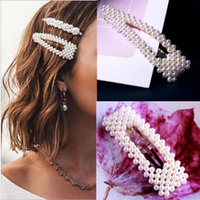 Load image into Gallery viewer, New luxurious 2-5pcs Fashion Snap Button Pearl Hair Clip Women Sweet geometry Simulated pearl Épingle à cheveux Party Jeweley Gift
