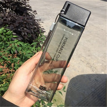 Load image into Gallery viewer, New Square Frosted Plastic Water Bottle Portable Transparent Bottle Fruit Juice Leak-proof Outdoor Sport Travel Camping Bottle
