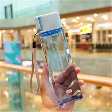 Load image into Gallery viewer, New Square Frosted Plastic Water Bottle Portable Transparent Bottle Fruit Juice Leak-proof Outdoor Sport Travel Camping Bottle
