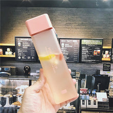 Load image into Gallery viewer, New Square Frosted Plastic Water Bottle Portable Transparent Bottle Fruit Juice Leak-proof Outdoor Sport Travel Camping Bottle

