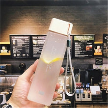 Load image into Gallery viewer, New Square Frosted Plastic Water Bottle Portable Transparent Bottle Fruit Juice Leak-proof Outdoor Sport Travel Camping Bottle
