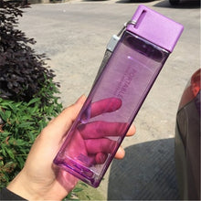 Load image into Gallery viewer, New Square Frosted Plastic Water Bottle Portable Transparent Bottle Fruit Juice Leak-proof Outdoor Sport Travel Camping Bottle
