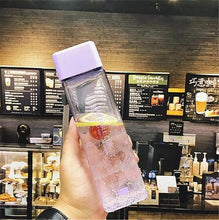 Load image into Gallery viewer, New Square Frosted Plastic Water Bottle Portable Transparent Bottle Fruit Juice Leak-proof Outdoor Sport Travel Camping Bottle
