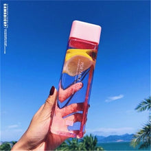 Load image into Gallery viewer, New Square Frosted Plastic Water Bottle Portable Transparent Bottle Fruit Juice Leak-proof Outdoor Sport Travel Camping Bottle
