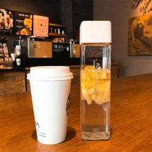 Load image into Gallery viewer, New Square Frosted Plastic Water Bottle Portable Transparent Bottle Fruit Juice Leak-proof Outdoor Sport Travel Camping Bottle
