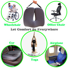 Load image into Gallery viewer, Non-Slip Memory Foam Seat and Cushion For SCIATICA AND COCCYX PREVENTION. Orthopedic support.  Car, Office Chair, Wheelchair support Tailbone.
